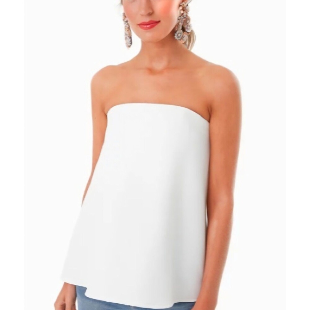 NWTs Tuckernuck Crepe Marin Strapless Built In Bra Top Ivory White Size M (8-10)